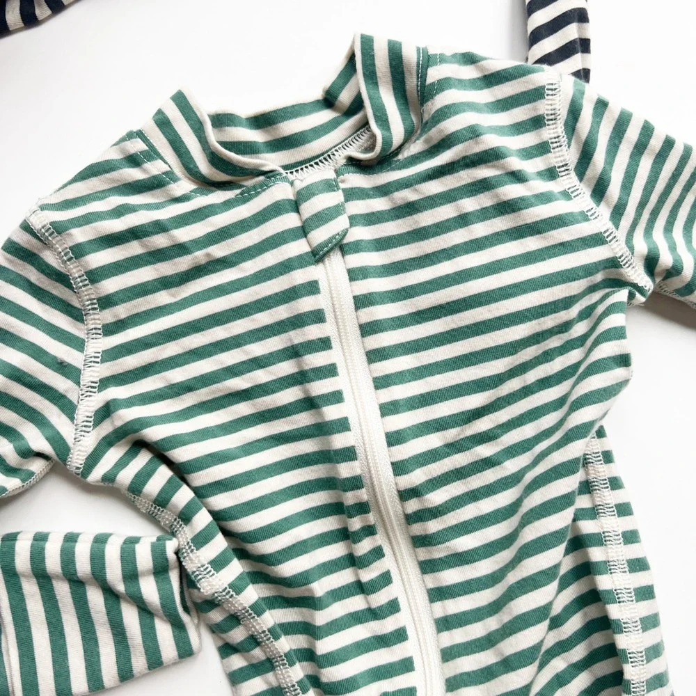Hanna Andersson Striped Long Sleeve Footless Zip Pajamas Bundle 6-12 Months